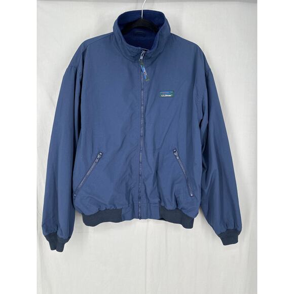 Vintage LL Bean Jacket Mens Large Navy Blue Warm Up Bomber Three Season Zip USA - Picture 1 of 6